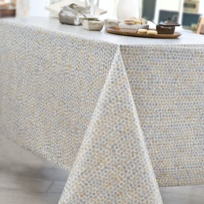 Tischdecke aus beschichteter Baumwolle - Perlgrau RECT 160x250