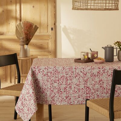 Coated cotton tablecloth - Red Pearl RECT 160x200