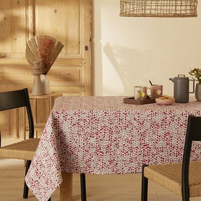 Coated cotton tablecloth - Red Pearl RECT 160x250