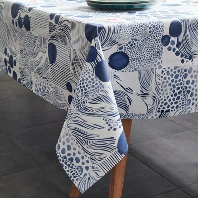 Coated cotton tablecloth - Rivage Bleu RECT 160x200