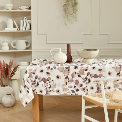 Coated cotton tablecloth - Petunia Prune ROUND 160