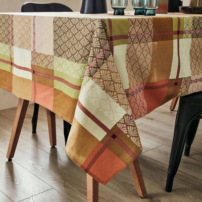 Coated cotton tablecloth - Palm Sienna RECT 160x250