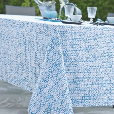 Coated cotton tablecloth - Pearl Blue RECT 160x200
