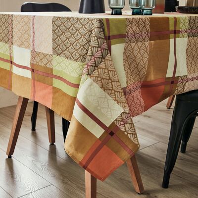 Coated cotton tablecloth - Palm Sienna SQUARE 160x160