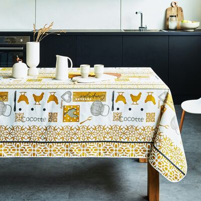 Coated cotton tablecloth - Cocotte Mustard RECT 160x300