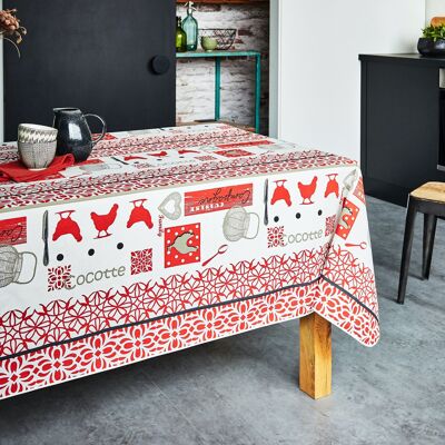 Tischdecke aus beschichteter Baumwolle - Cocotte Red RECT 160x250