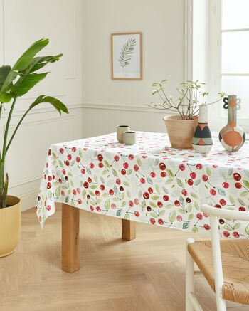 Nappe coton enduit - Cherry Rouge CARRE 160x160