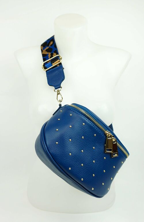 Sac banane en cuir Capri Bleu