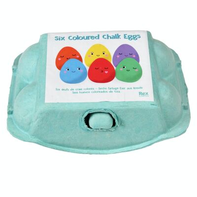 Six coloured chalk eggs