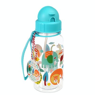 Botella de agua infantil con pajita 500ml - Wild Wonders
