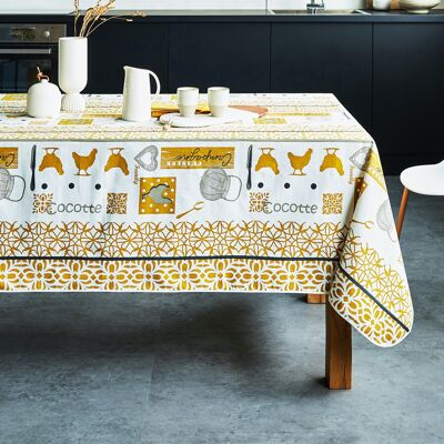 Tischdecke aus beschichteter Baumwolle - Cocotte Mustard RECT 160x350