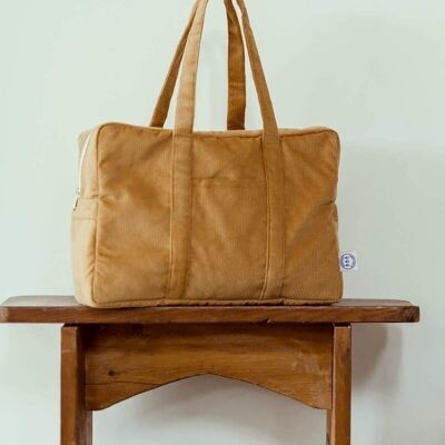 Bolso cambiador de terciopelo "El clásico" camel