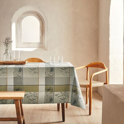 Coated Jacquard tablecloth - Peony Gray RECT 160x300