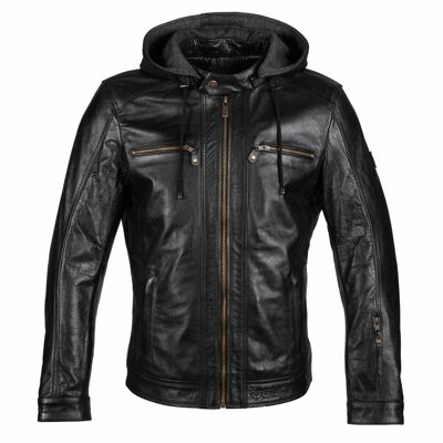Leather jacket with integrated hood TITUS