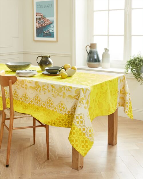 Nappe Jacquard enduit - ZEST JAUNE RECT 160x300