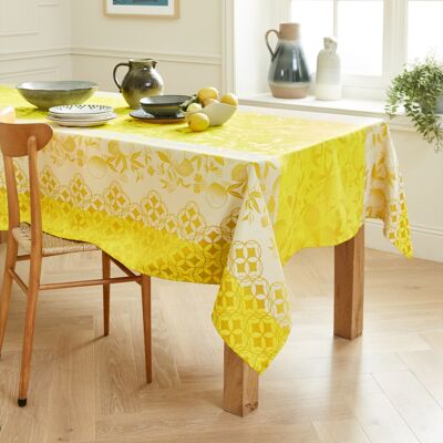 Jacquard coated tablecloth - ZEST YELLOW ROUND 160