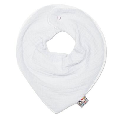 Bavoir bandana gaze de coton Blanc Made in France , Jeanne