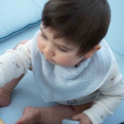 Blue cotton gauze bandana bib, Made in France Jeanne