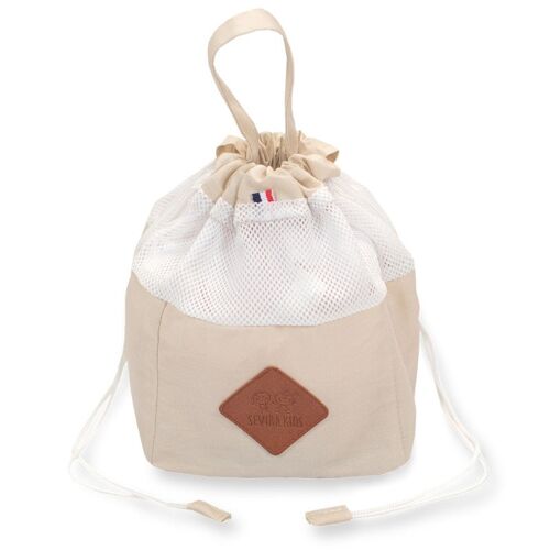 Pochon distributeur et ses 8 lingettes lavables,  Beige  Made In France, Jeanne