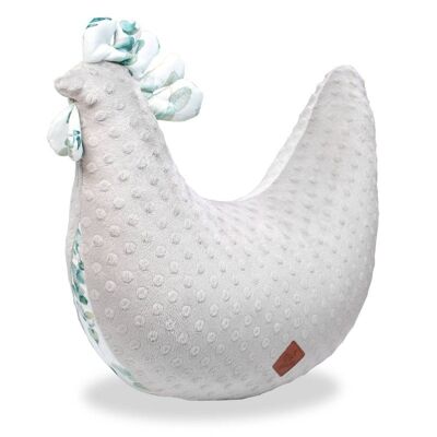 Coussin d'allaitement Poule, Gris Clair Made in France, Eucalyptus