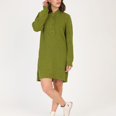 Robe en maille côtelée VICTORIA avocado