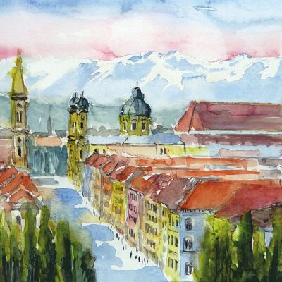 Greeting card Munich cityscape