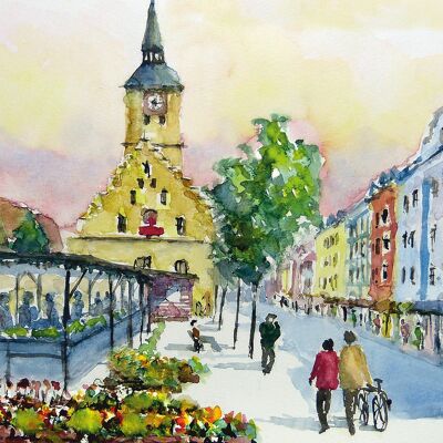 Cartolina d'auguri Piazza della città di Deggendorf