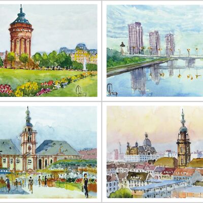 Greeting card set Mannheim