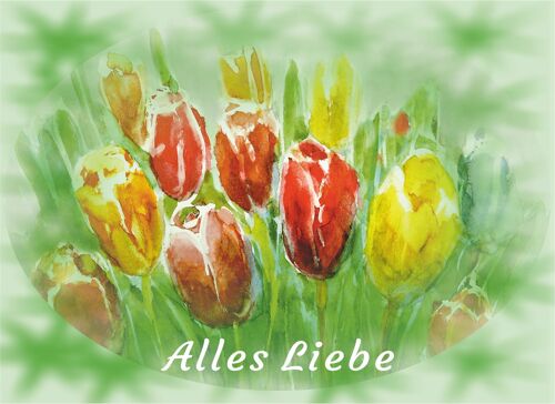 Glückwunschkarte "Alles Liebe" Tulpen