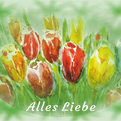 Carte de voeux "All the best" Tulipes