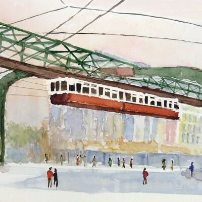 Greeting card suspension railway in Wuppertal