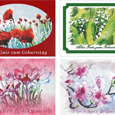 Greeting Cards Birthday Cards Set Flowers