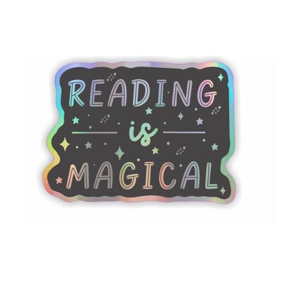 La lectura es una pegatina de vinilo holográfica mágica