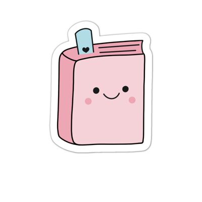 Kawaii heureux livre lecture vinyle autocollant