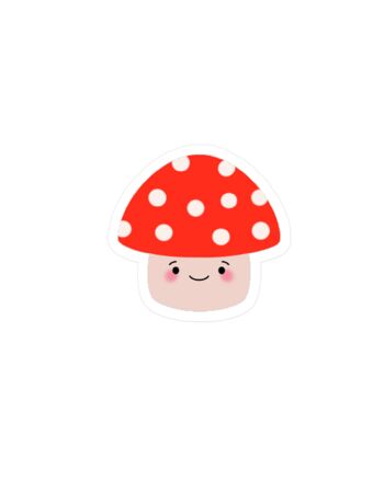 Autocollant en vinyle mignon champignon rouge kawaii 1