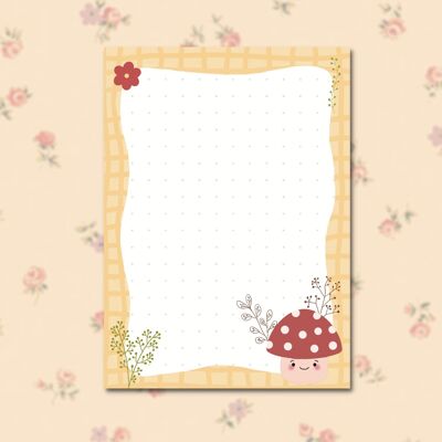 A6 mushroom dot grid notepad