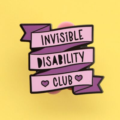 Invisible disability club ribbon enamel pin