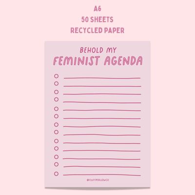 Blocco A6 per la lista di controllo dell'agenda femminista