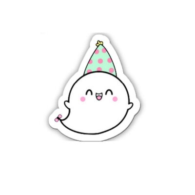 Kawaii happy party ghost sticker