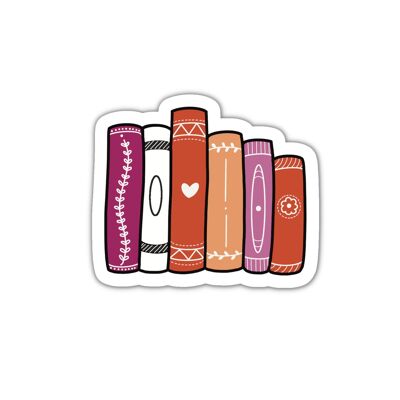 Lesbian book stack subtle LGBTQ+ reading vinyl sticker