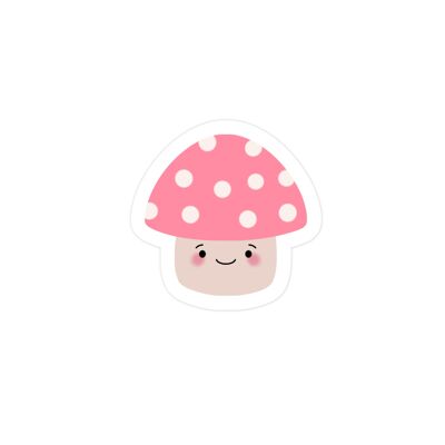 Cute kawaii pink mushroom vinyl sticker