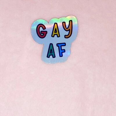 Autocollant vinyle holographique Gay af / Autocollants LGBTQ