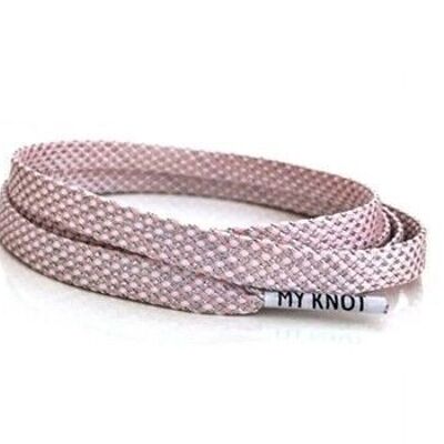 Silver pink flat shoelaces