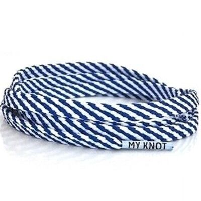 Blue and white flat shoelaces
