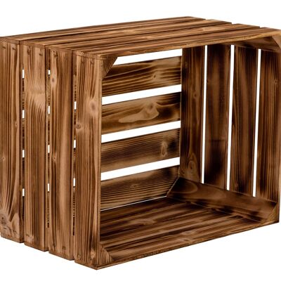 Geflammte Holzkiste zum Dekorieren 50 x 30 x40cm Möbelbau Tische Regale TV Kommoden Garten Flur Deko wie Weinkiste oder Apfelkiste