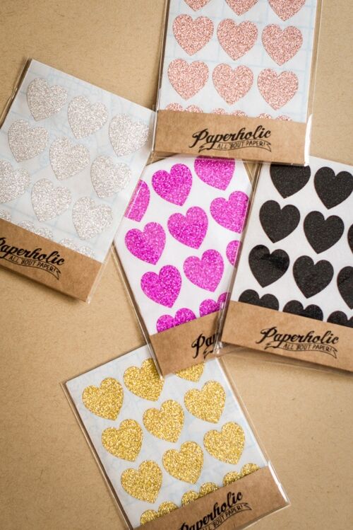 Glitter Sticker Small Hearts Pink