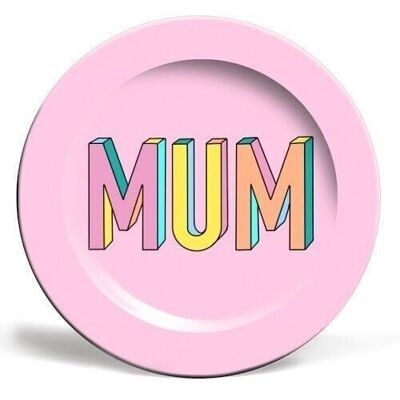 Plates 'Mum In Colourful 3D Hand Drawn T