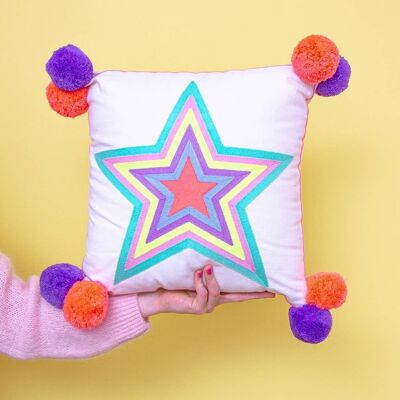 What a Star Embroidered Cushion Multicoloured- by Bombay Duck