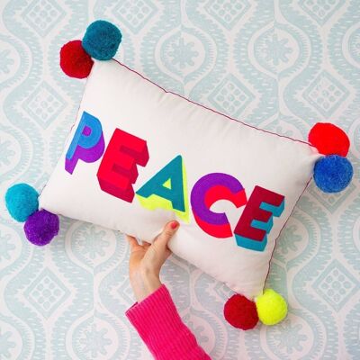 Multicoloured Peace Cushion- by Bombay Duck