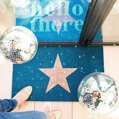 Copper Star Glitter Door Mat - Navy- by Bombay Duck